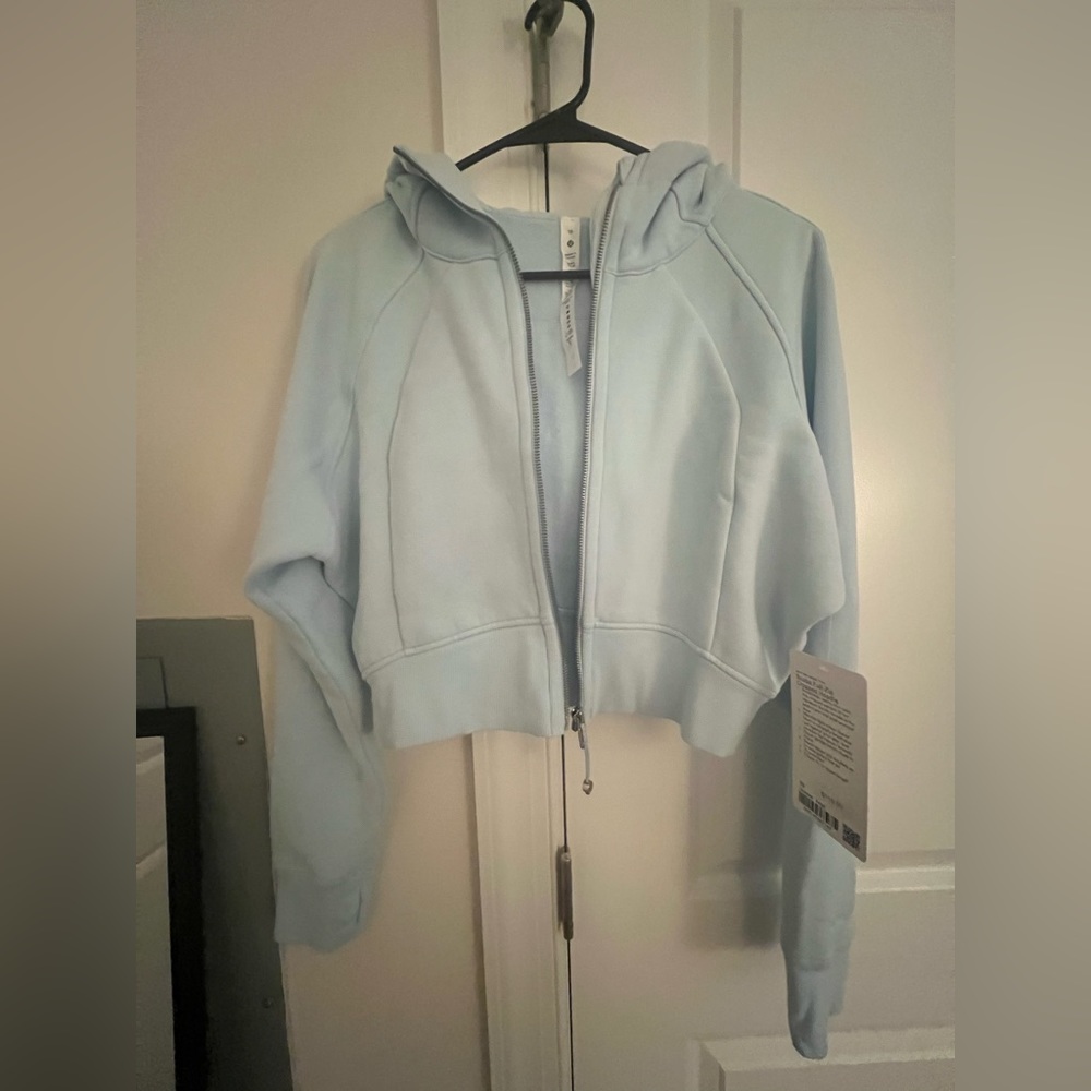 Scuba Full-Zip Cropped Hoodie Powder Blue